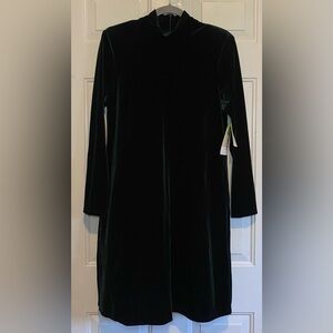 K.C. Spencer NY Velour Velvet Pine Green Sz 10 Midi Mock Neck Dress NWT Vintage